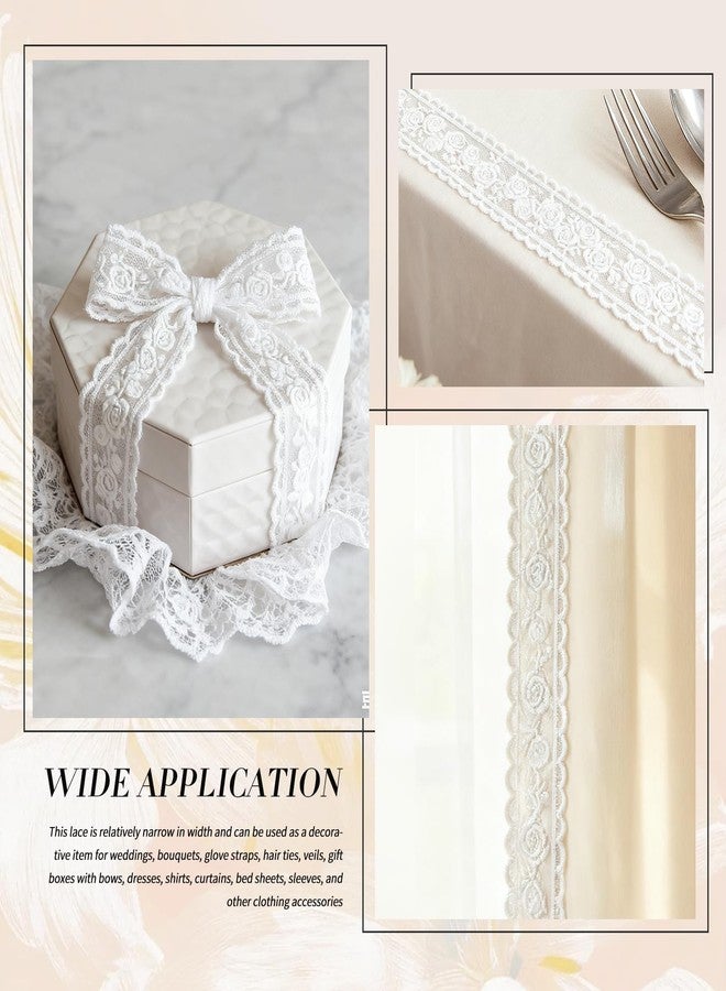 XFSAFDM White Lace Border, Lace Trim Ribbon, 5-Yard, 3.8cm Width Trims Delicate Crown Ribbons for Crafts Sewing and Bridal Wedding Dress Applique Decorations - Image 5